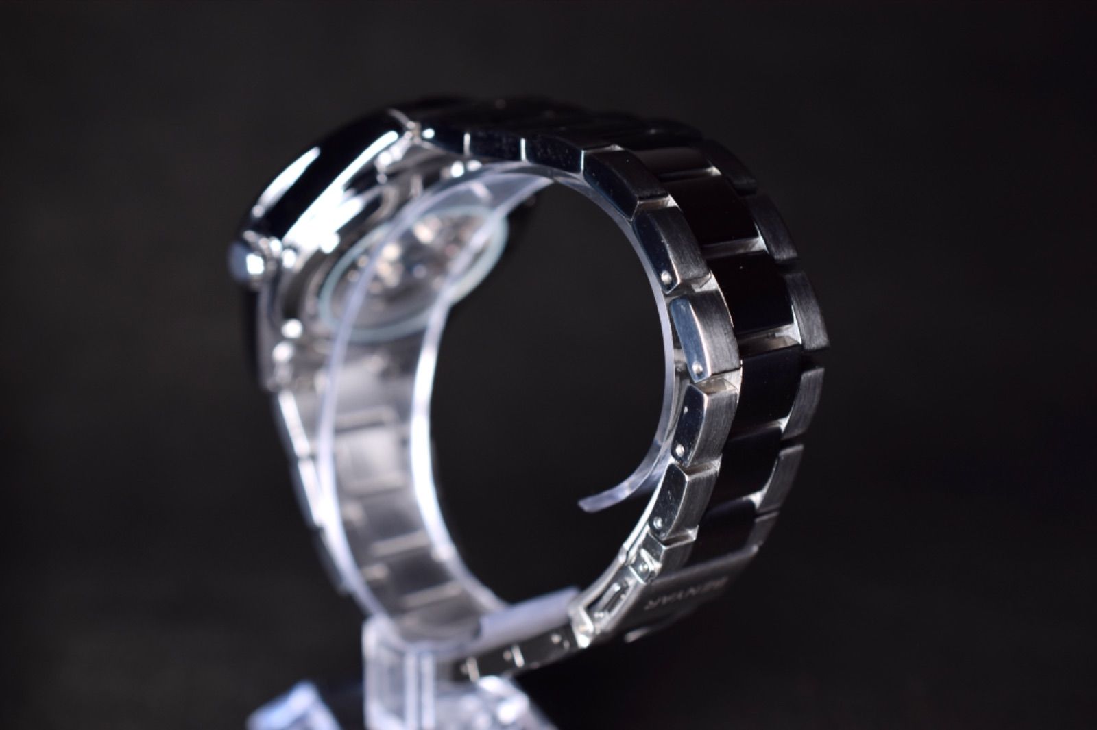 腕時計 グリーンガラス シースルーバック メンズ腕時計 時計 イナズマ針 ガウス