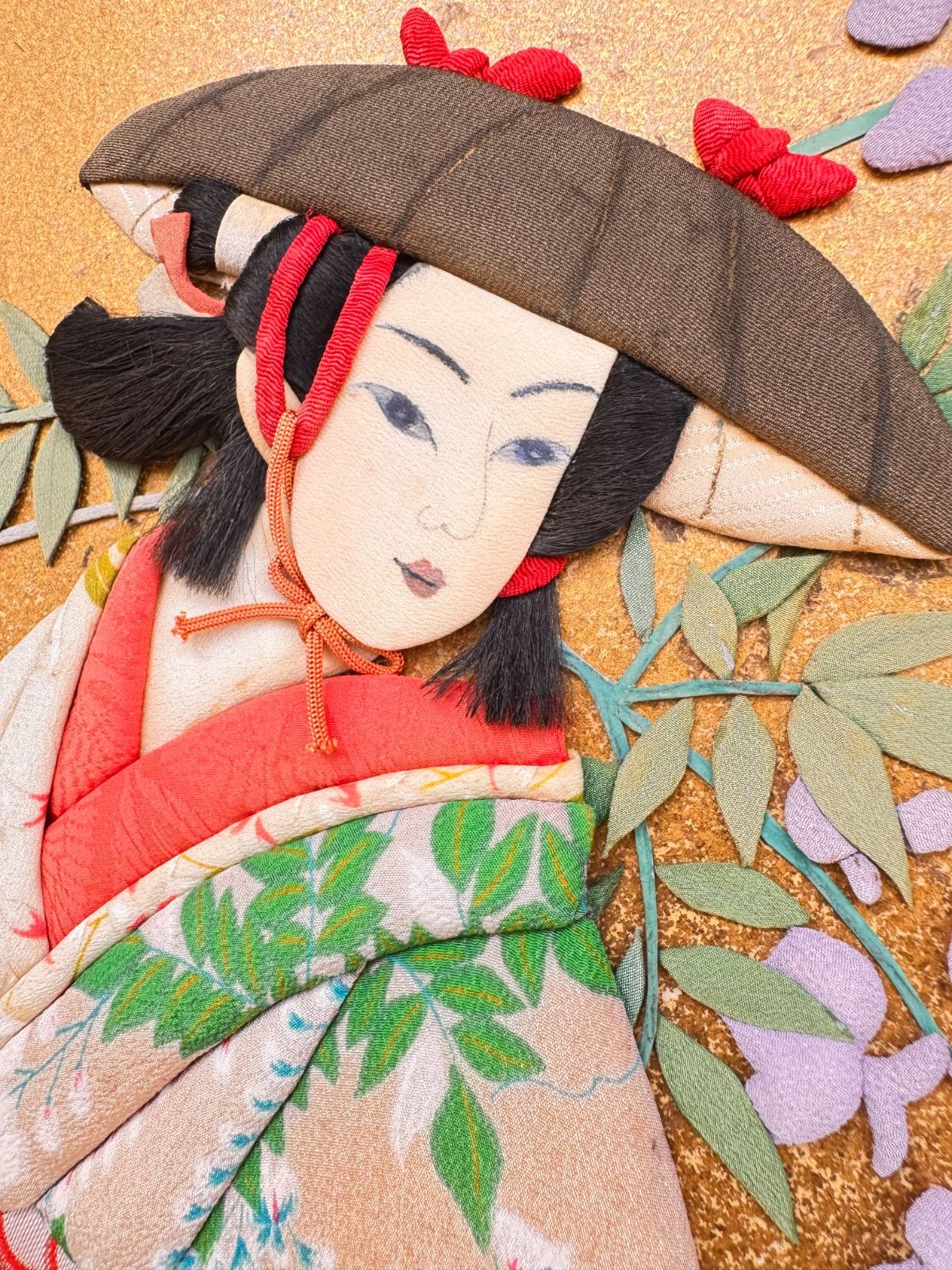 109 藤の花 押し絵 くるみ絵 美人画 和装 押絵 日本画 美術品 額