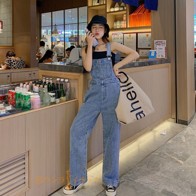 デニム サロペット ワイドパンツ 大人カジュアル オーバーオール and it_ サロペット デニム オーバーオール 綿 体型カバー