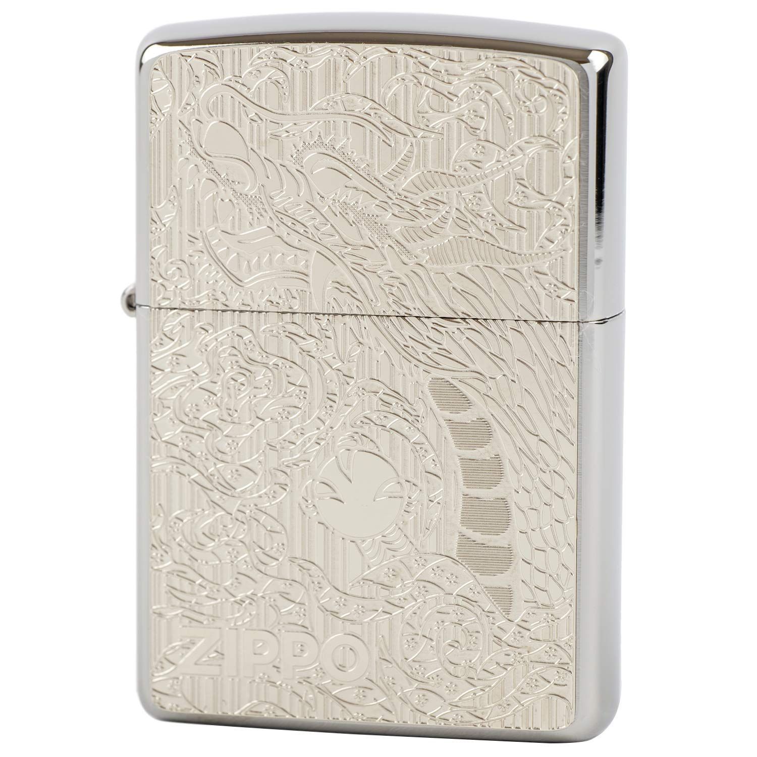 ZIPPO(ジッポー) ライター ドラゴン メタルプレート貼り クローム 