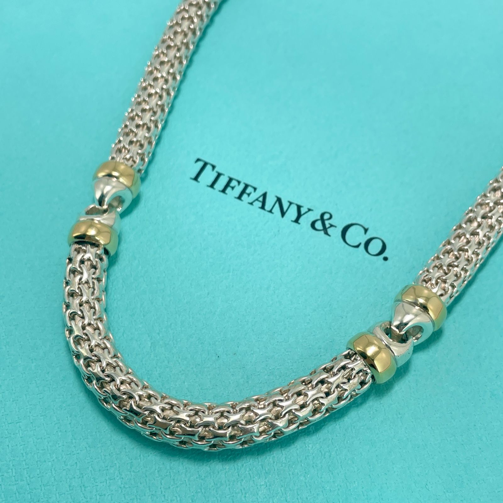 希少 ヴィンテージ ティファニー ロープ メッシュ コンビ ネックレス チョーカー Tiffany&Co.  シルバー925×K18(750)/24-835L - メルカリ