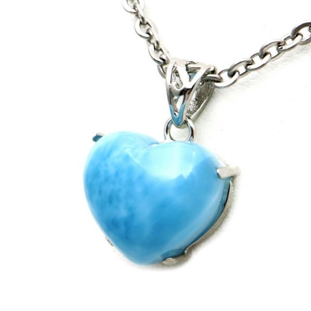 ラリマー ネックレス ハート型 天然石 ペンダント 注文 Silver925