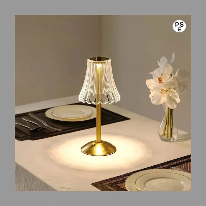 クリスタルテーブルランプ モダン タッチ調光 USB充電ポート付き