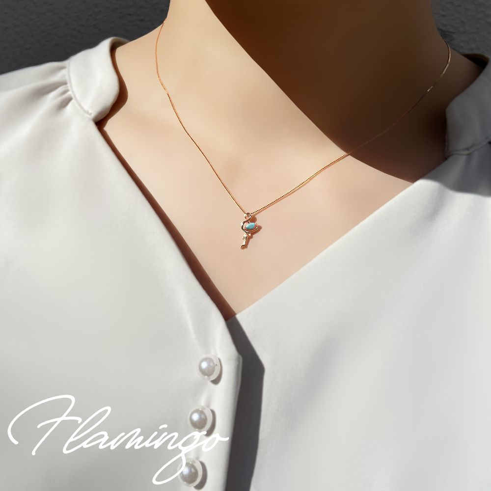 12月 誕生石 ターコイズ K10 ピンクゴールド フラミンゴ モチーフ