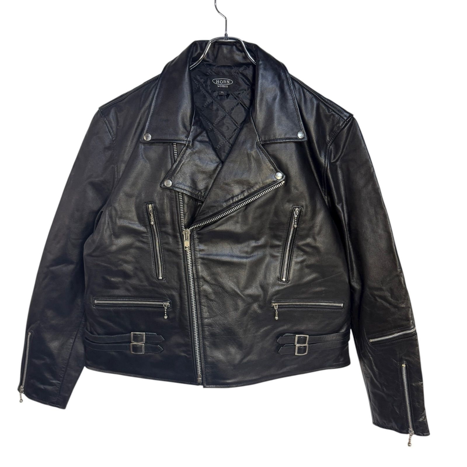Z1499 HORN WORKS ホーンワークス UK ダブル ライダース ジャケット黒