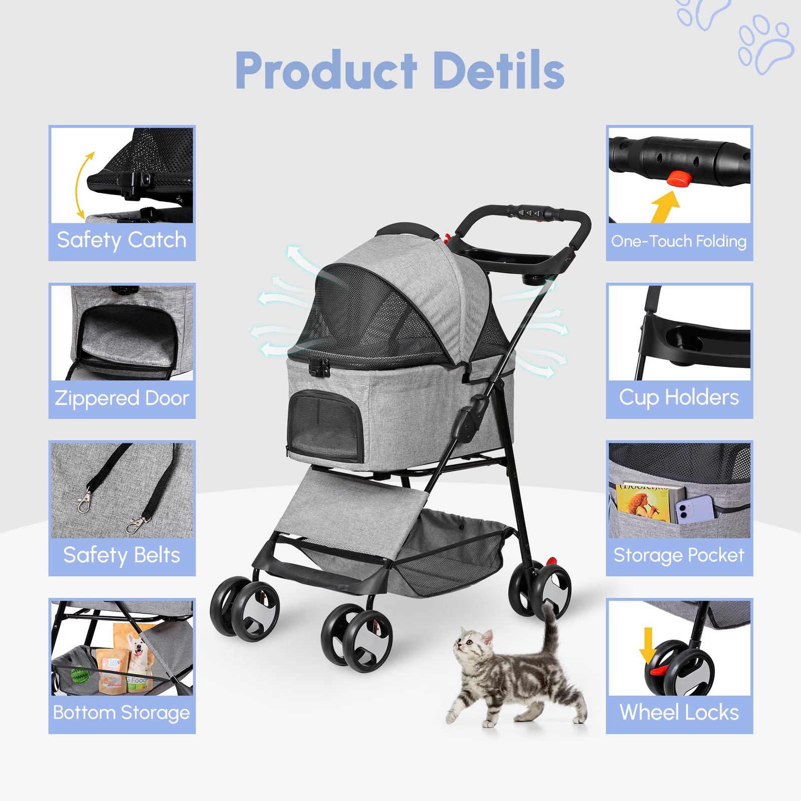 大 犬用カート 犬 バギー 猫 キャリア ペットバギー 折りたたみ トラベルキャリア 取り外し なコット 多頭 4輪 耐荷重20kg 小型犬 中型犬 ペットベビーカー 老犬介護 防水 ペットカート 軽量 収納カゴ ドリンクホルダー Stroller 飛び STEELWINDOWSANDDOORS_COM