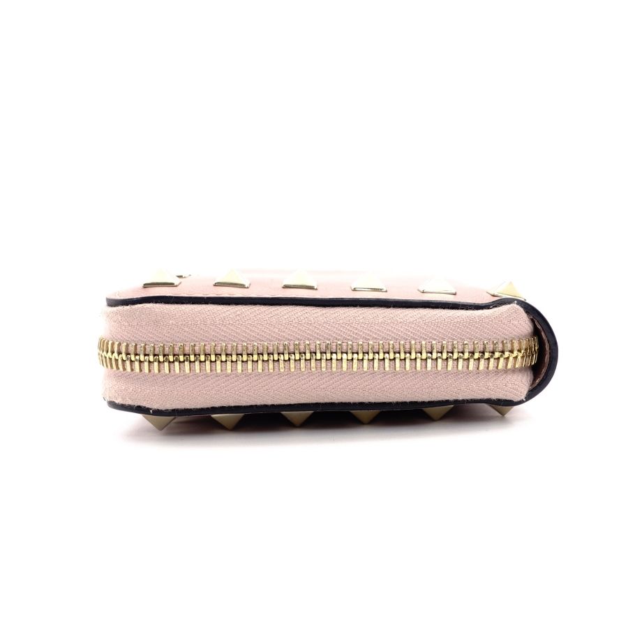 VALENTINO スタッズ付き長財布 ピンク VALENTINO スタッズ付きピンク長財布