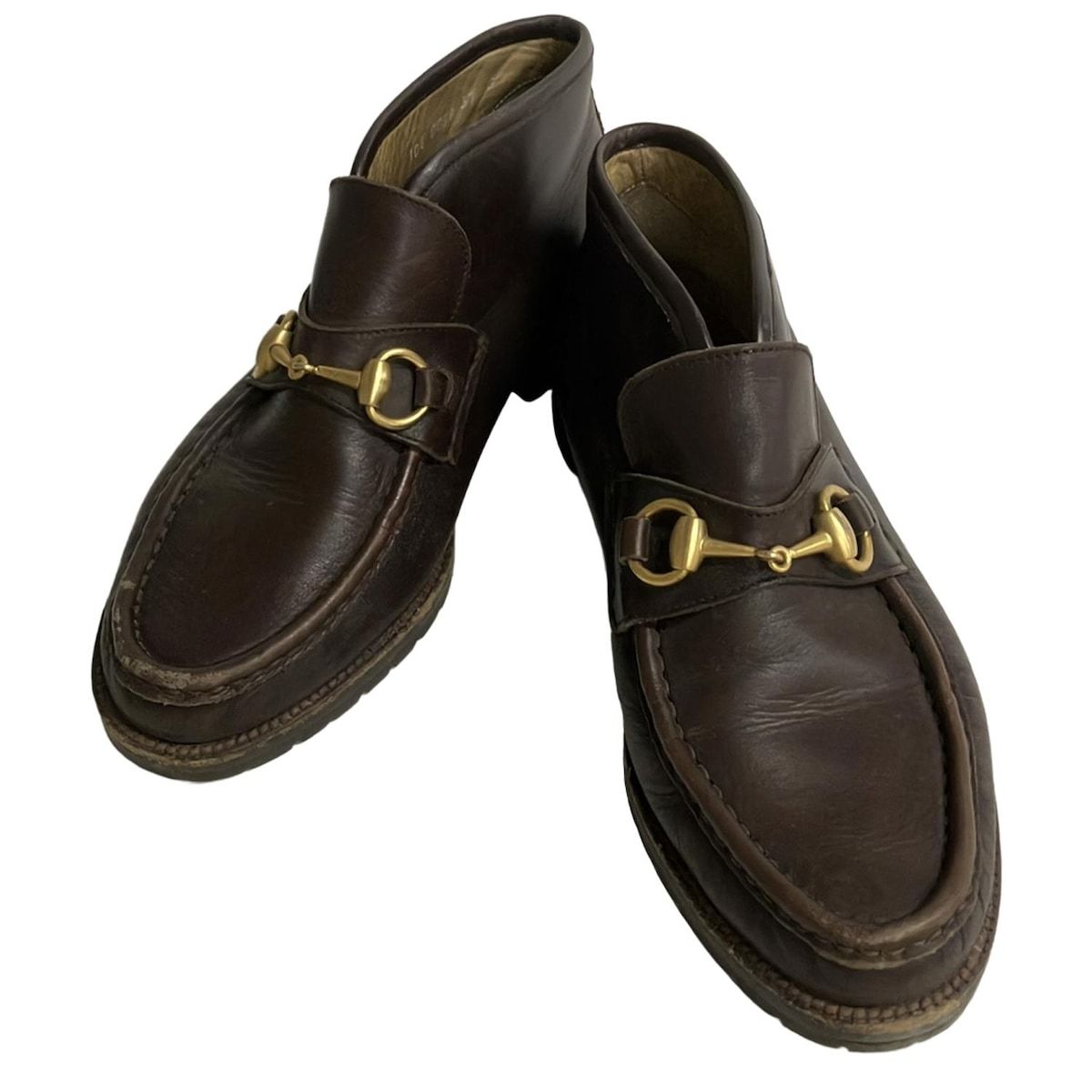 GUCCI グッチ ショートブーツ 37 C レディース ホースビット モカシンブーツ 1040088 ダークブラウン size37 レザー
