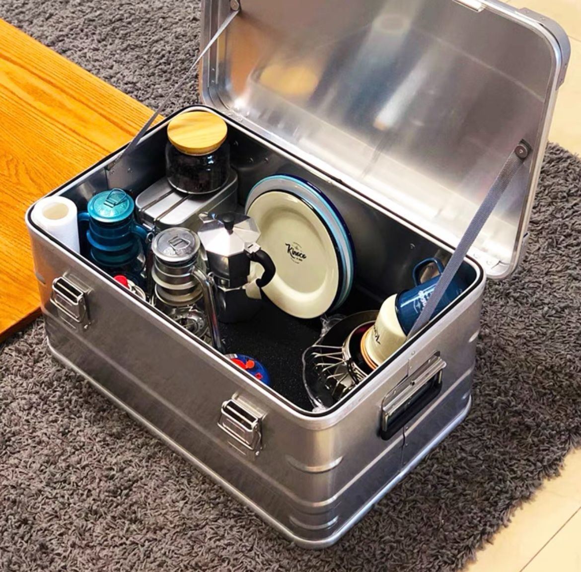 新品30L 軽量ビンテージ アルミケース コンテナ ギア入れ