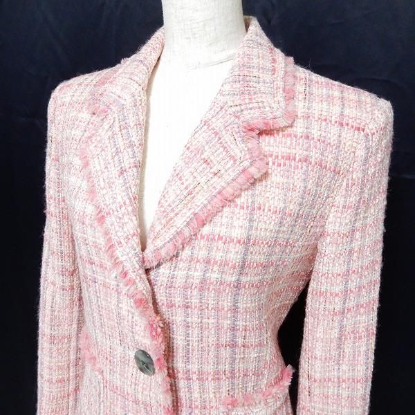 wnc ルネ Rene ジャケット 36 ピンク系 グレー系 ツイード チェック
