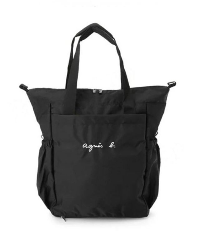 美品 アニエスベー マザーズバッグ トートバッグ 2WAY ブラック 383 アニエスベー agnes b. マザーズバック 2WAY レディーストート