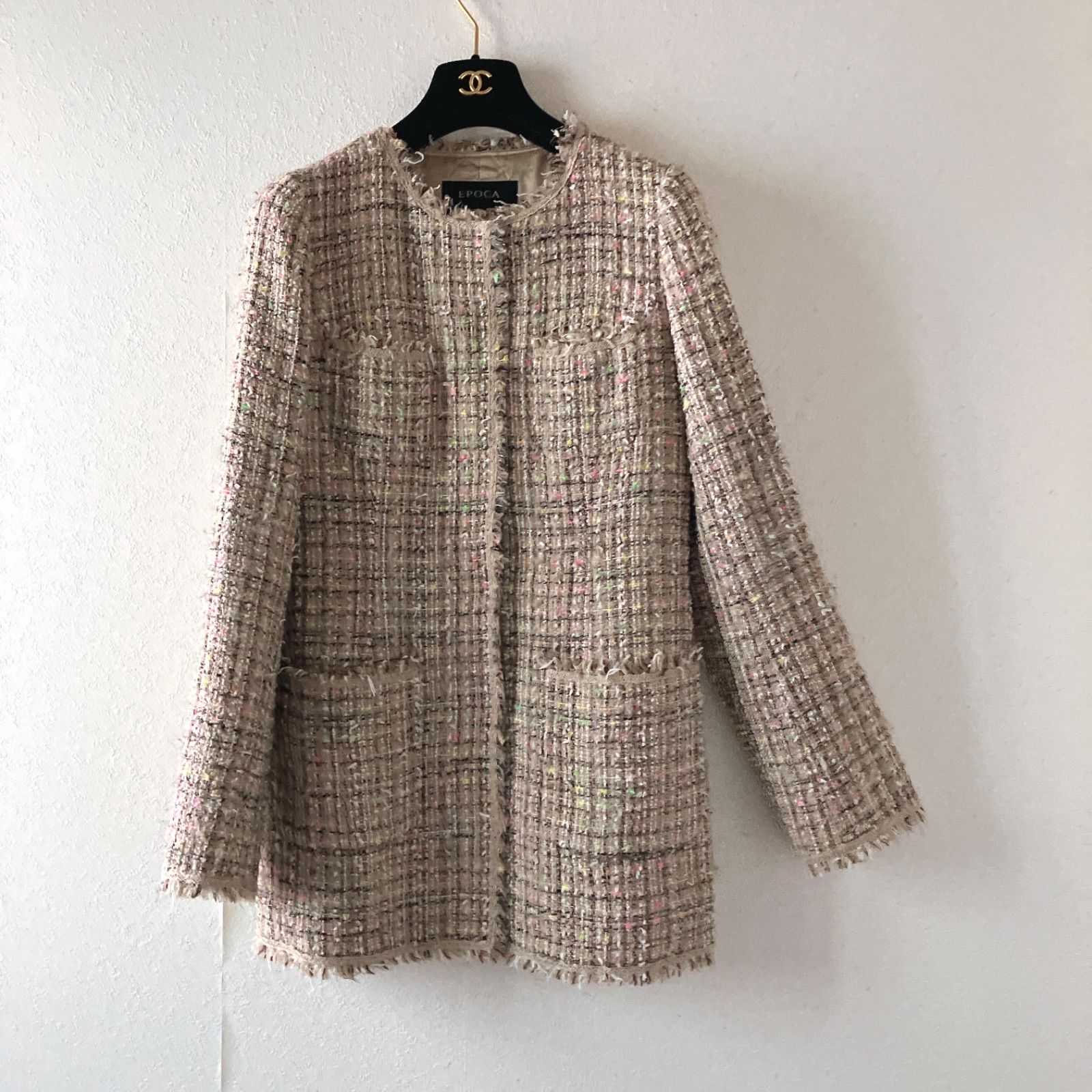 EPOCA エポカ ツイード ノーカラー ジャケット コート 40 M相当
