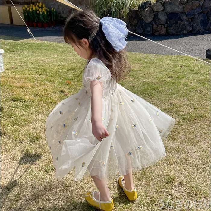 チュール ワンピース 女の子 子供 ドレス キッズ 半袖 子供服 こども服 