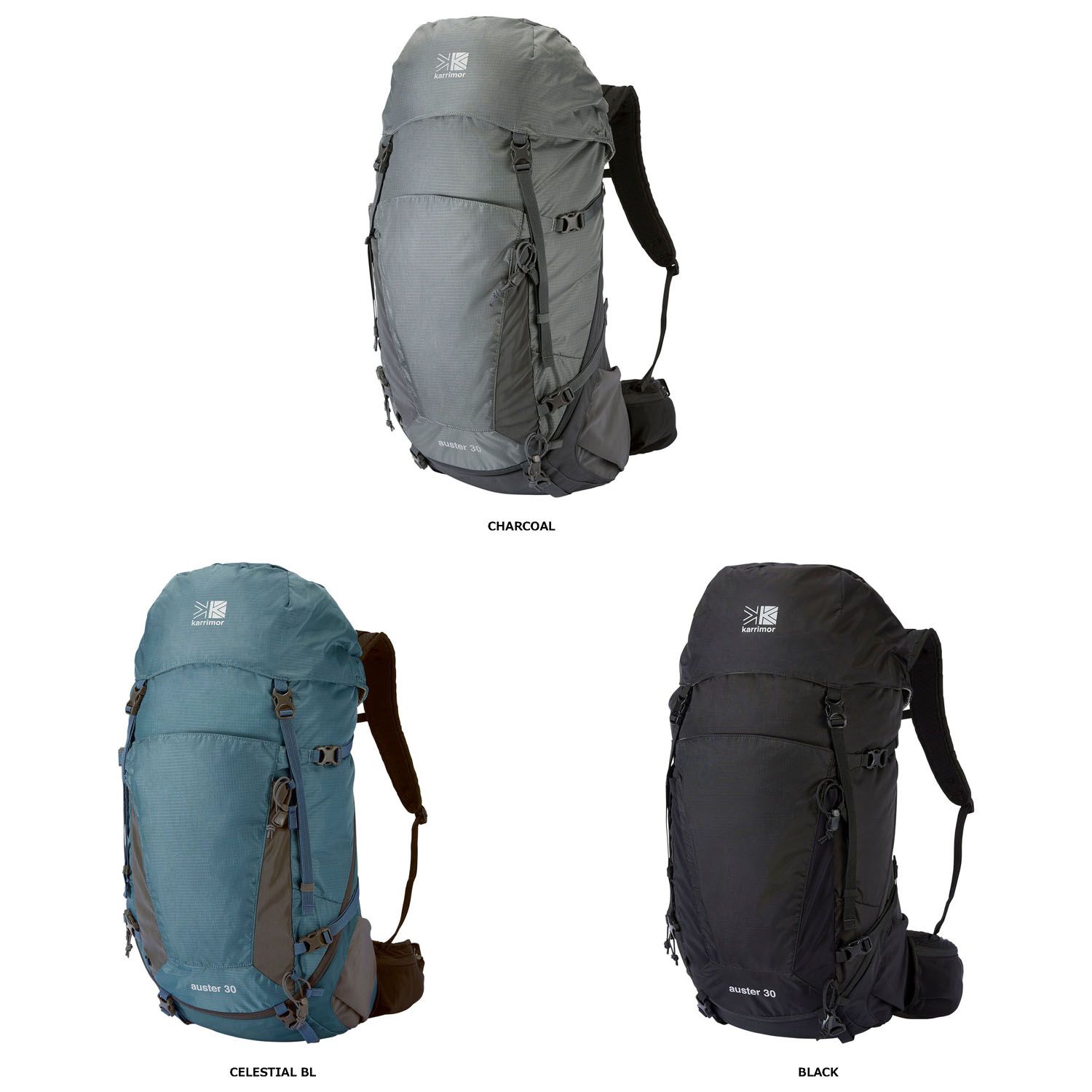 カリマー karrimor アウトドア オースター auster 30 メンズ レディース トレッキング ハイキング バックパック リュックサック 旅行 トラベル キャンプ 登山 通気性 快適 501170 1200 CHARCOAL
