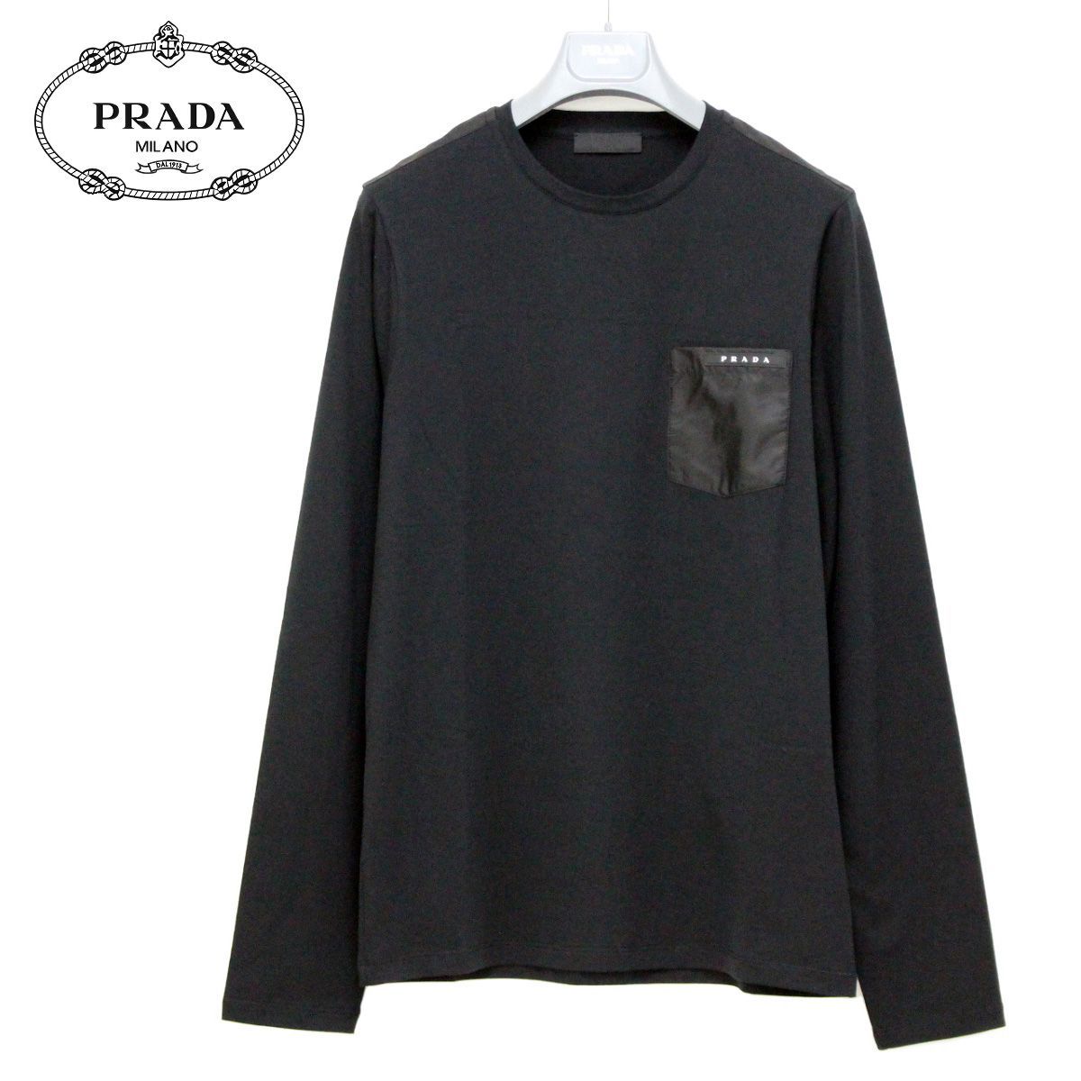 1 PRADA プラダ SJN262 710 ブラック ナイロンポケット ロゴ 長袖 T