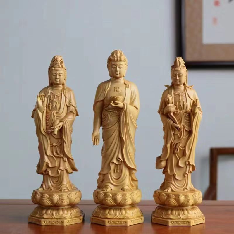 仏教美術 ツゲ 木彫仏像 精密細工 高さ約13ｃｍ