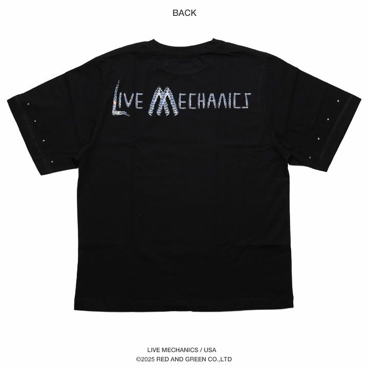 入手困難 送料無料 ライブメカニクス LIVE MECHANICS Tシャツ LIVE MECHANICS Tシャツ 半袖 メンズ 春夏用 黒 大きいサイズ