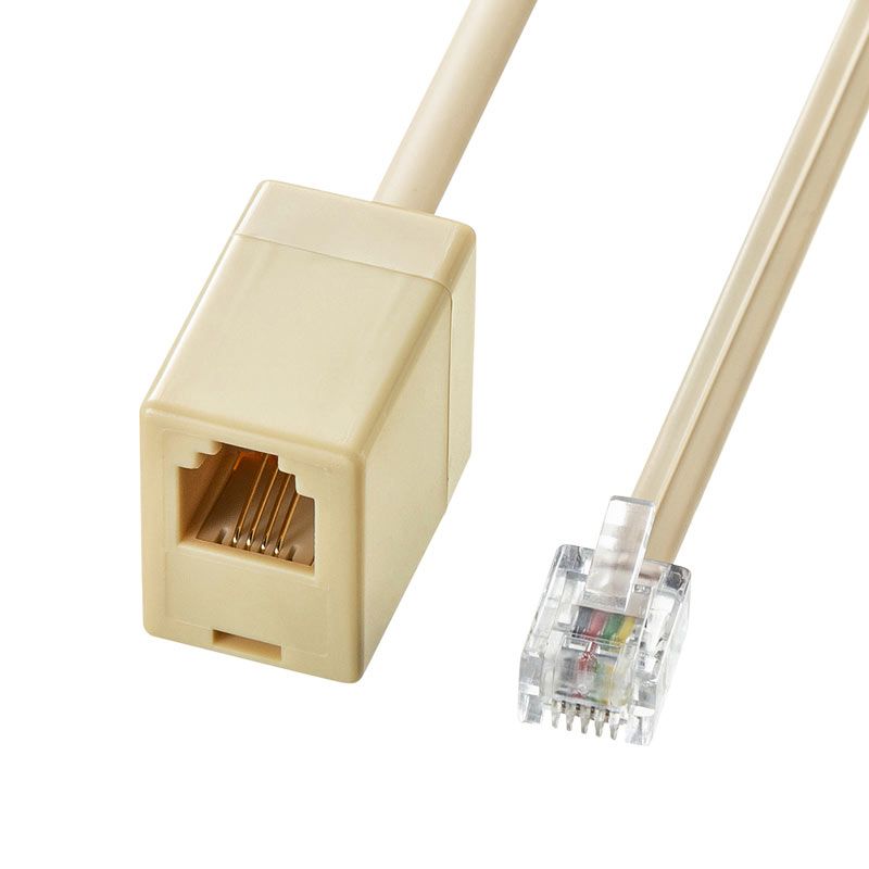  （まとめ買い）サンワサプライ 電話延長ケーブル ベージュ 5m TEL-EX8-5K2 【×3セット】 モジュラーケーブル