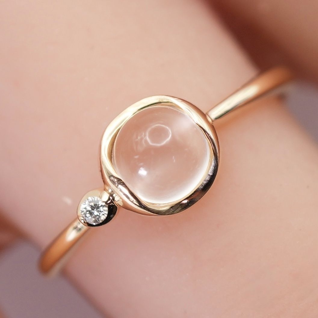 美品 スタージュエリー ムーンストーン K10 リング ダイヤ/24-4791S  