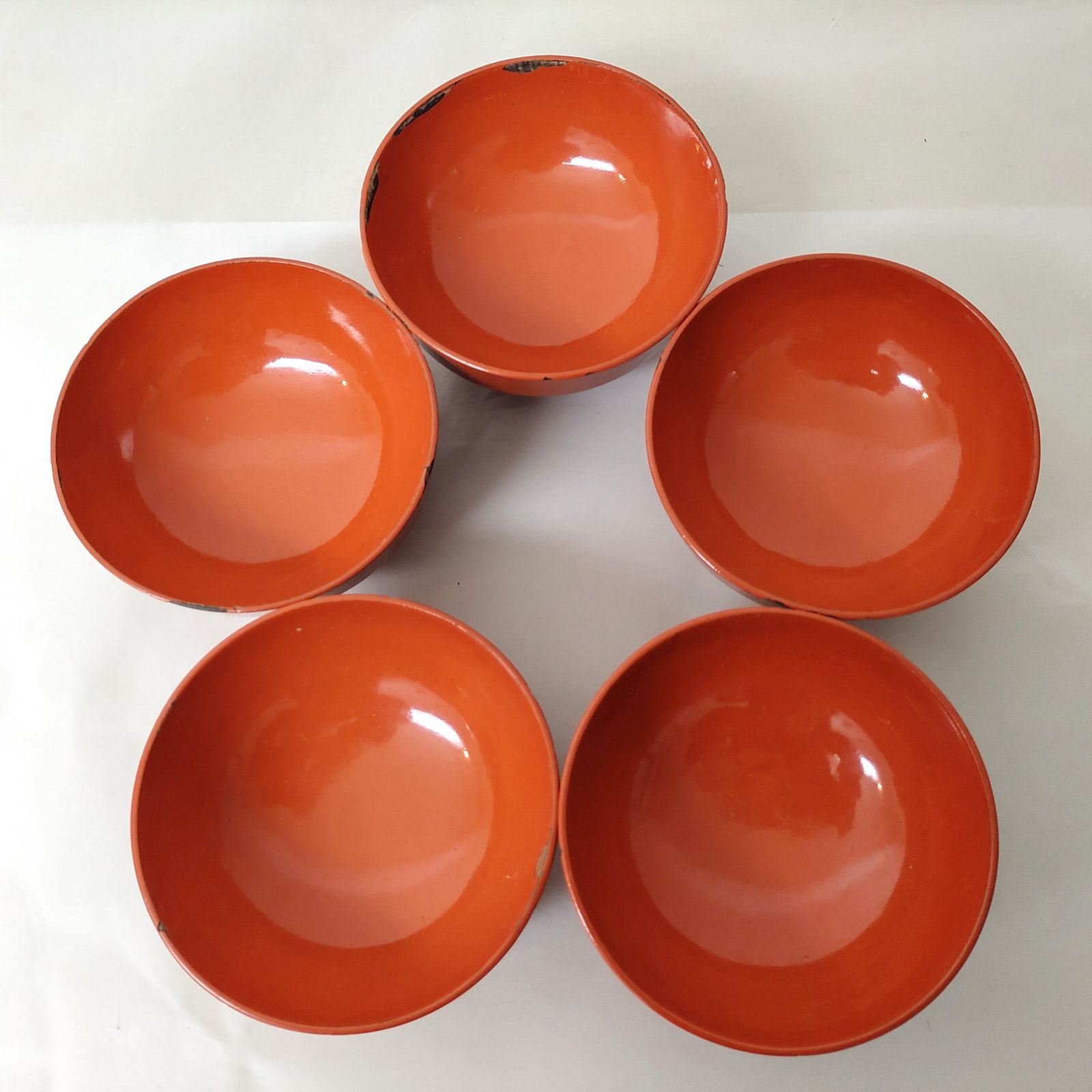 骨董・蓋付汁椀・5客セット・漆器・螺鈿・和食器・No.230405-20