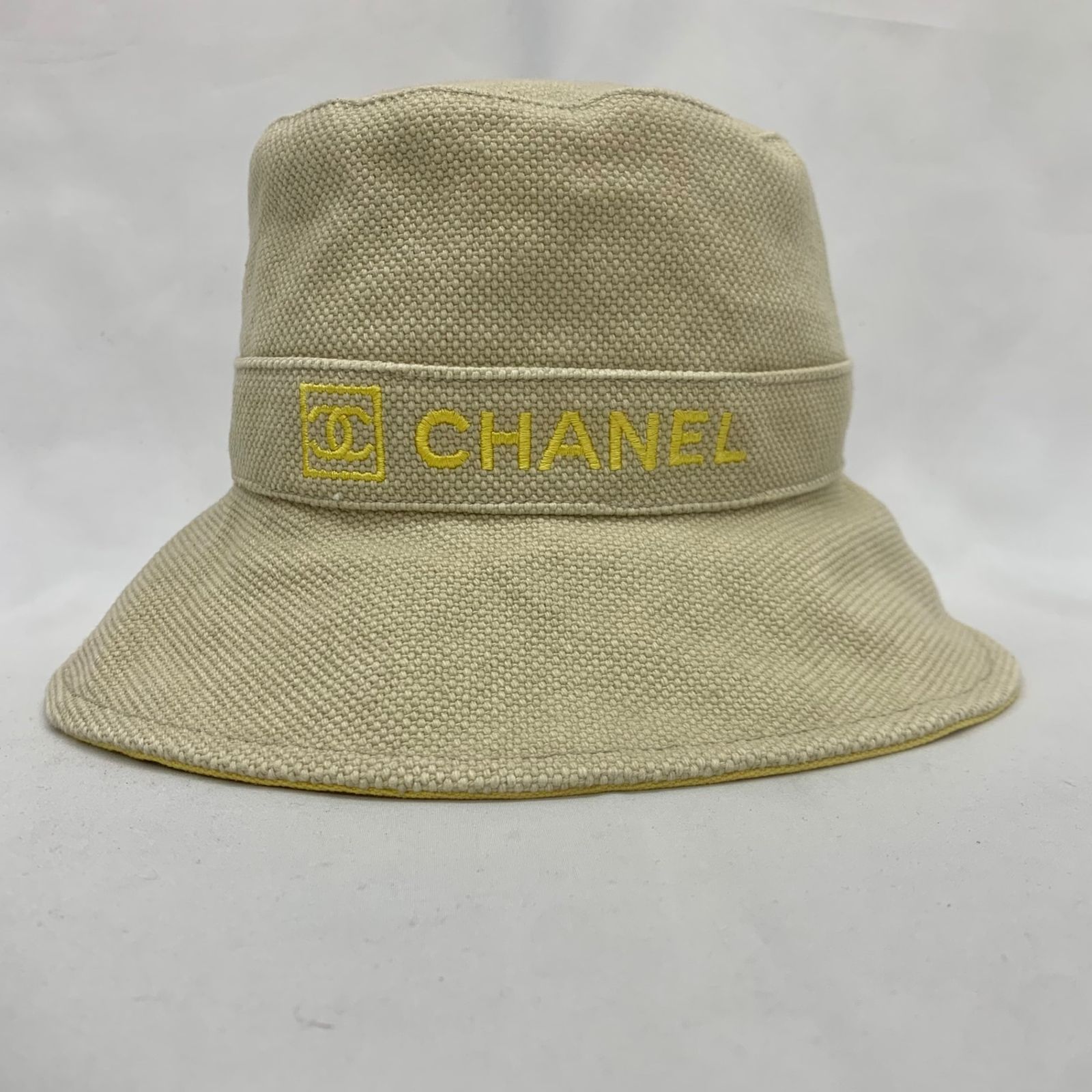 CHANEL スポーツラインハット ベージュ イエロー コットン