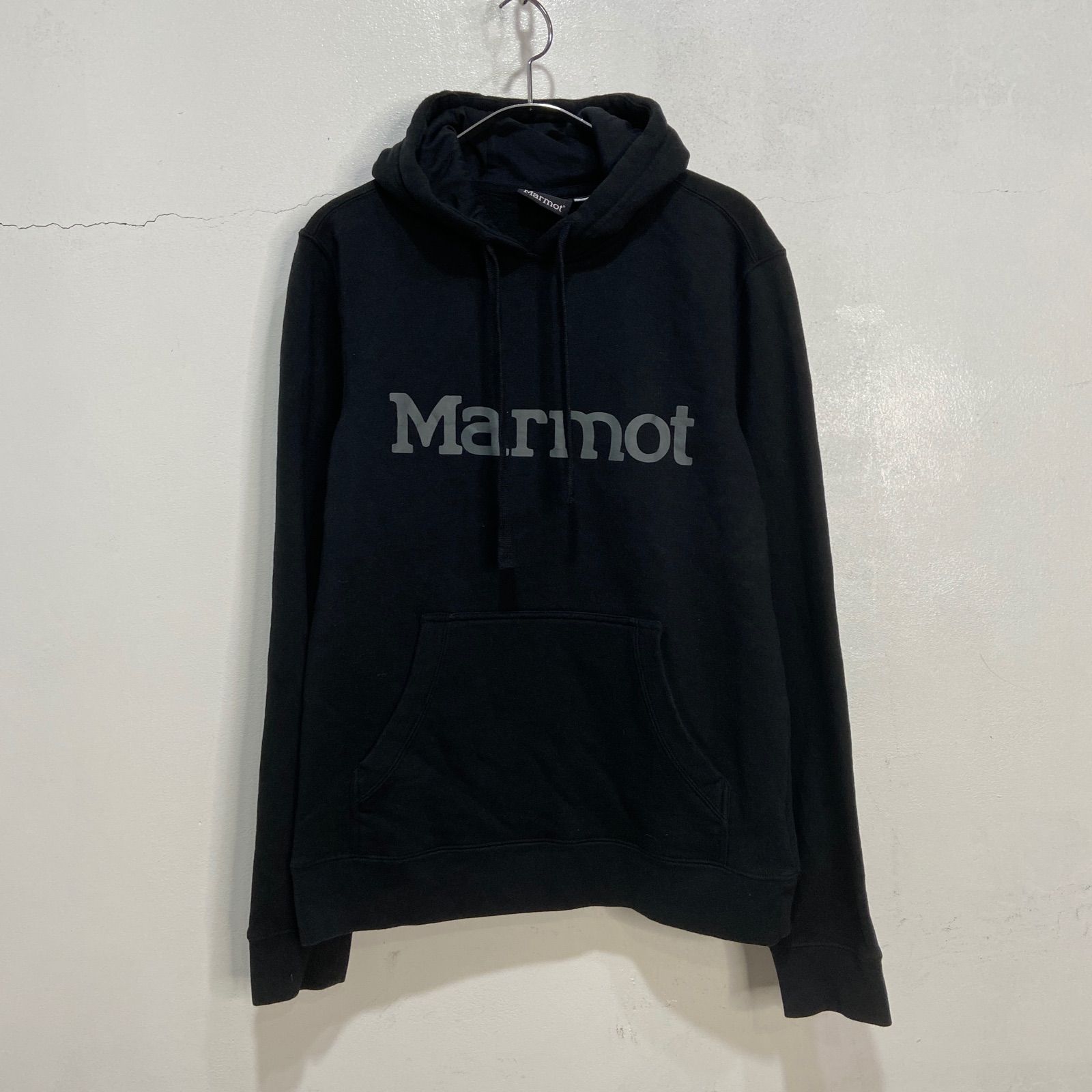 ☆Marmotマーモット☆ブランドロゴスウェットパーカー☆黒☆S☆D24M