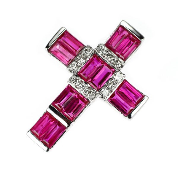 GSTV K18WG ルビー ダイヤモンド ペンダントトップ 1.60ct D0.09ct