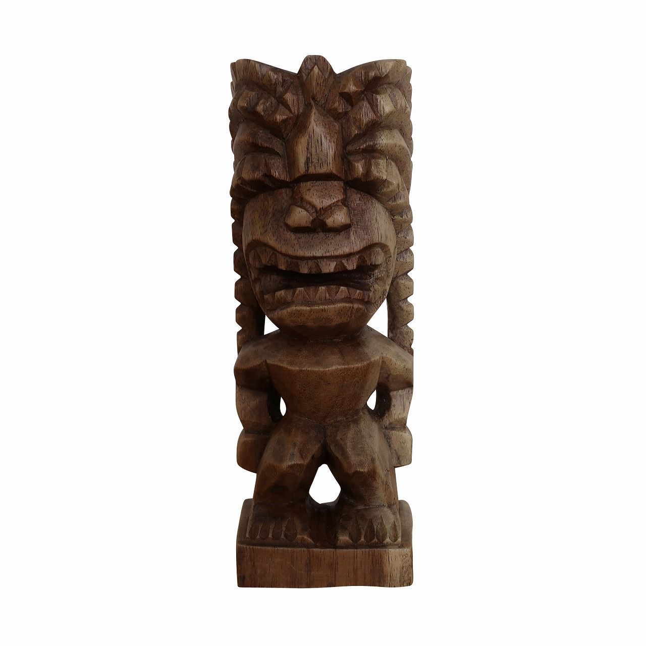 ティキの木彫り 戦いの神 ティキ クー TIKI KU 20cm 木製 スワール無垢