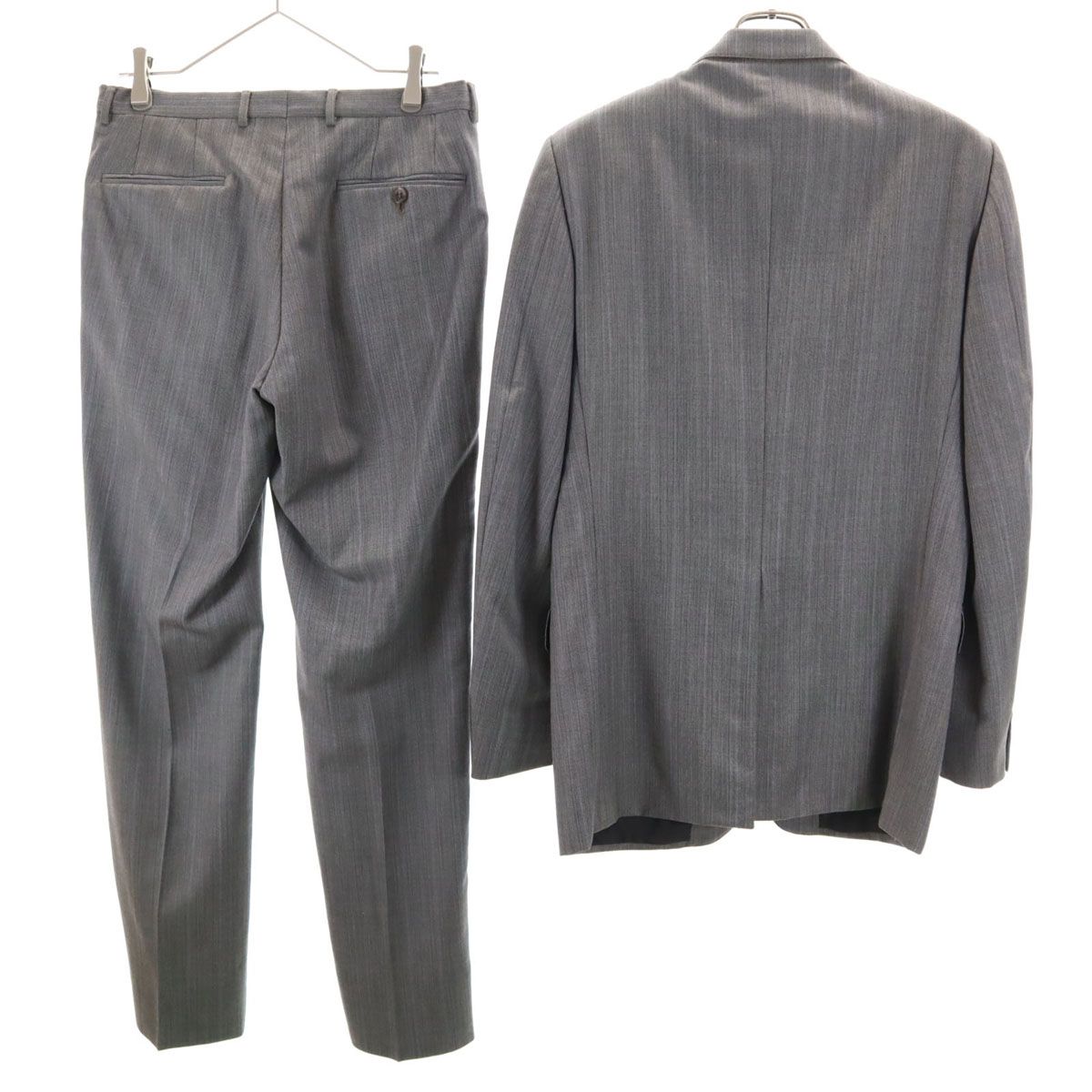 GUCCI グッチ ウール ストライプ柄 スーツ 上下 セットアップ 46R グレー メンズ 古着