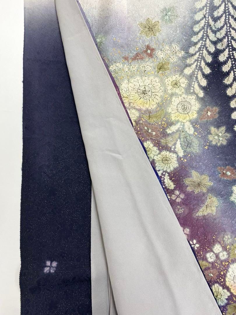 振袖 仮絵羽 銀通し 金彩 紋意匠 絞り 辻が花 正絹 未仕立て品 八掛付き 振袖 仮絵羽 銀通し 絞り 金彩 紋意匠 辻が花 正絹 未仕立て品 八