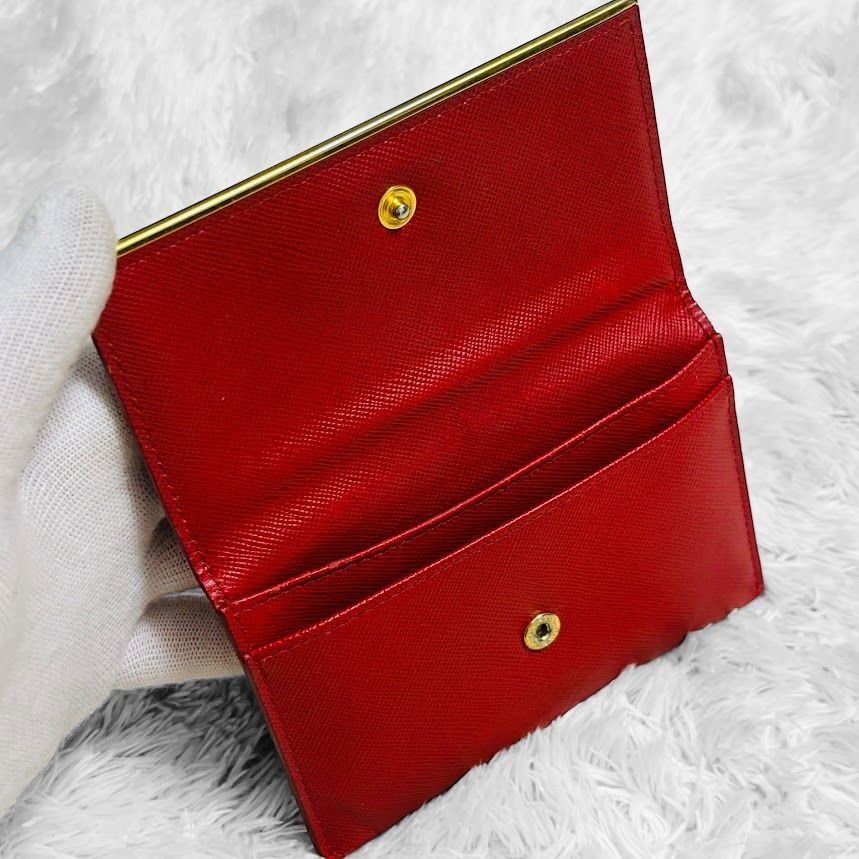 PURADA カードケース名刺入れ 赤 PRADA プラダ ロゴ プレート 赤