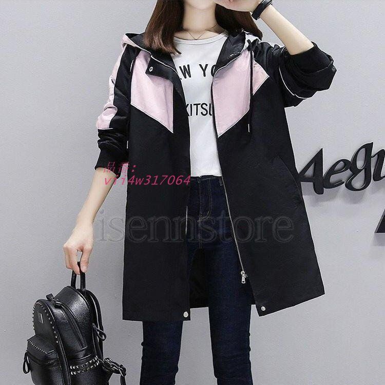 マウンテンロング レディース アウター ロング 長袖 フード 配色 おしゃれ 羽織り ジップアップ 春服 カジュアル vii4w317064