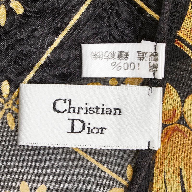Christian Dior シルクスカーフ ゴールド黒 クリスチャンディオール ストール スカーフ ブラック ゴールド