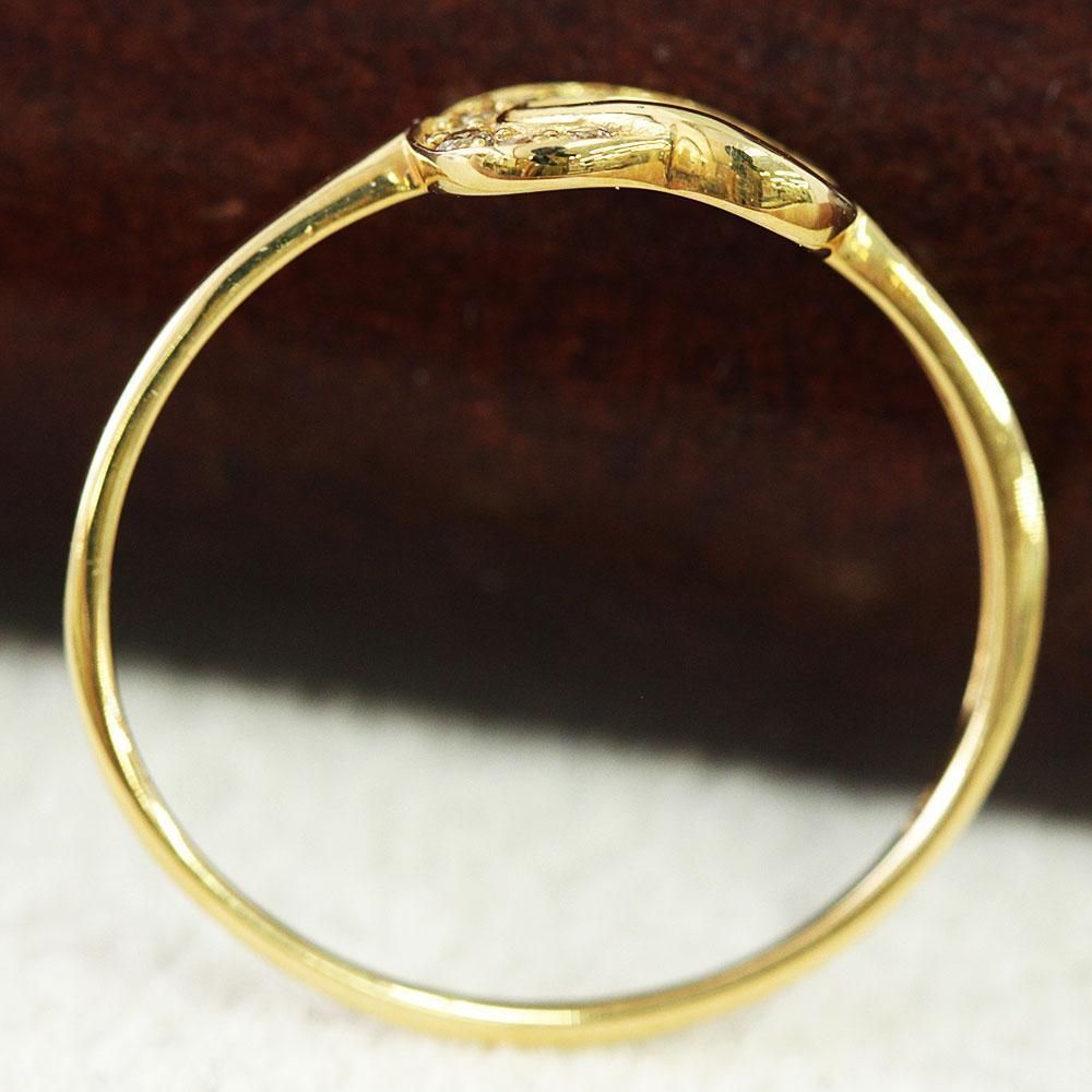 オシャレ 0.1ct ダイヤモンド K18 yg ノット リング 鑑別書付 天然ダイヤモンド ダイヤ 18金 イエローゴールド 指輪 4月誕生石