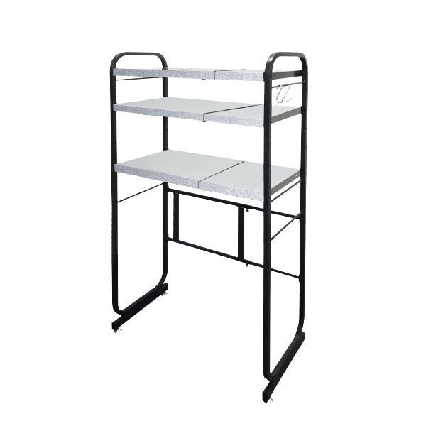 キッチン収納 約幅550〜900mm 2段 カーボンブラック 日本製 ガルバリウム鋼板 伸縮仕様 キッチンペールラック LUGSJAPAN 組立品