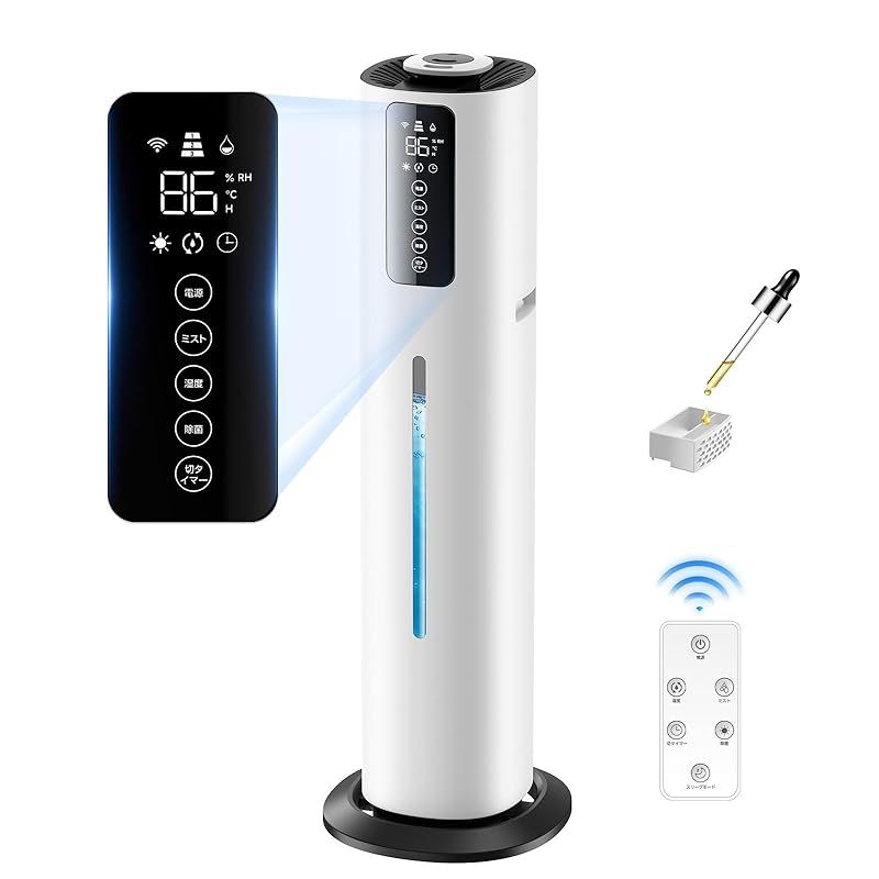 商品 加湿器 大容量 8.0L 除菌 恒湿 アロマ対応 上から給水 タワー式 静音 超音波加湿器. 40畳 最大噴霧量300ML H 3段階加湿量調節 省エネ 定湿機能 360度吹き出し口 空気清浄 60時間連続稼働 12時間切タイマー 床置き お 0