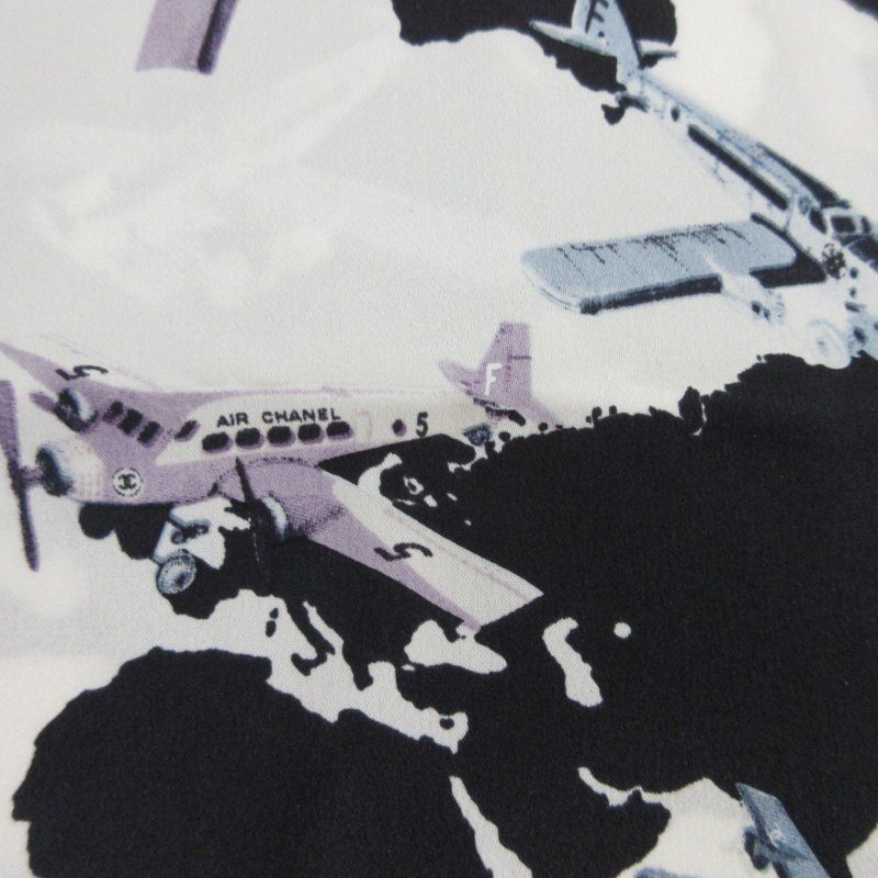 シャネル CHANEL スカーフ ストール 飛行機 転写プリント 総柄