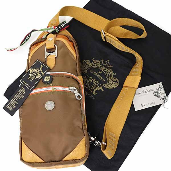 オロビアンコ OROBIANCO ボディバッグ ウエストバッグ ANNIBALE−F 01 ブラウン オレンジ シルバー金具 【中古】Sランク オロビアンコ OROBIANCO ボディバッグ ウエストバッグ ANNIBALE－F 01