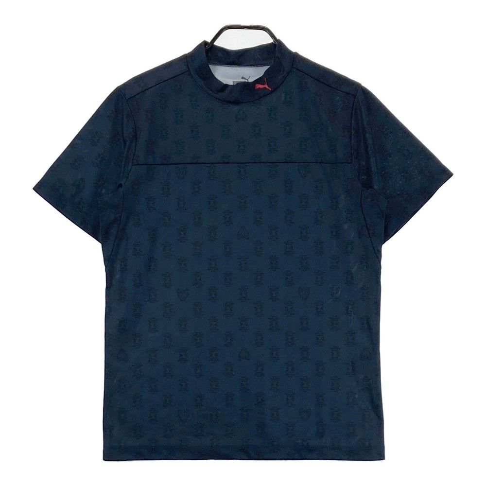 サイズ：M PUMA GOLF プーマゴルフ  モックネック 半袖Tシャツ 総柄 ネイビー系 [240101300423]# ゴルフウェア メンズ ストスト
