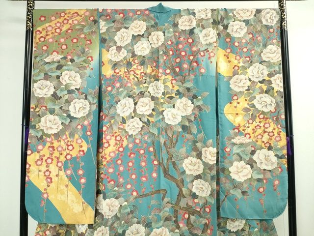 平和屋本店□極上 中国三大刺繍 スワトウ刺繍 汕頭刺繍 振袖 椿 梅