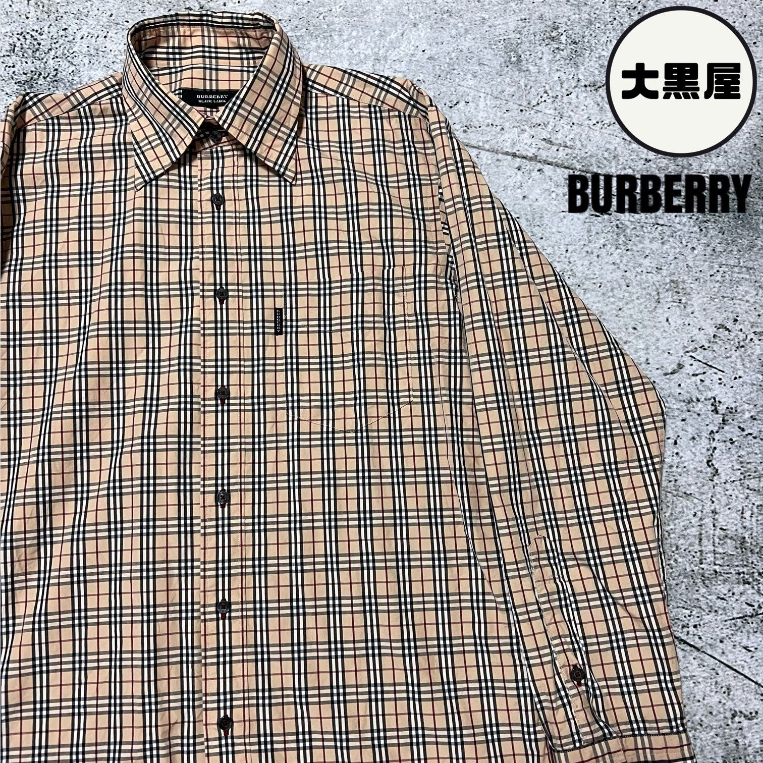 BURBERRY バーバリー 長袖シャツ ノバチェック ロゴ 黒タブ キャメル