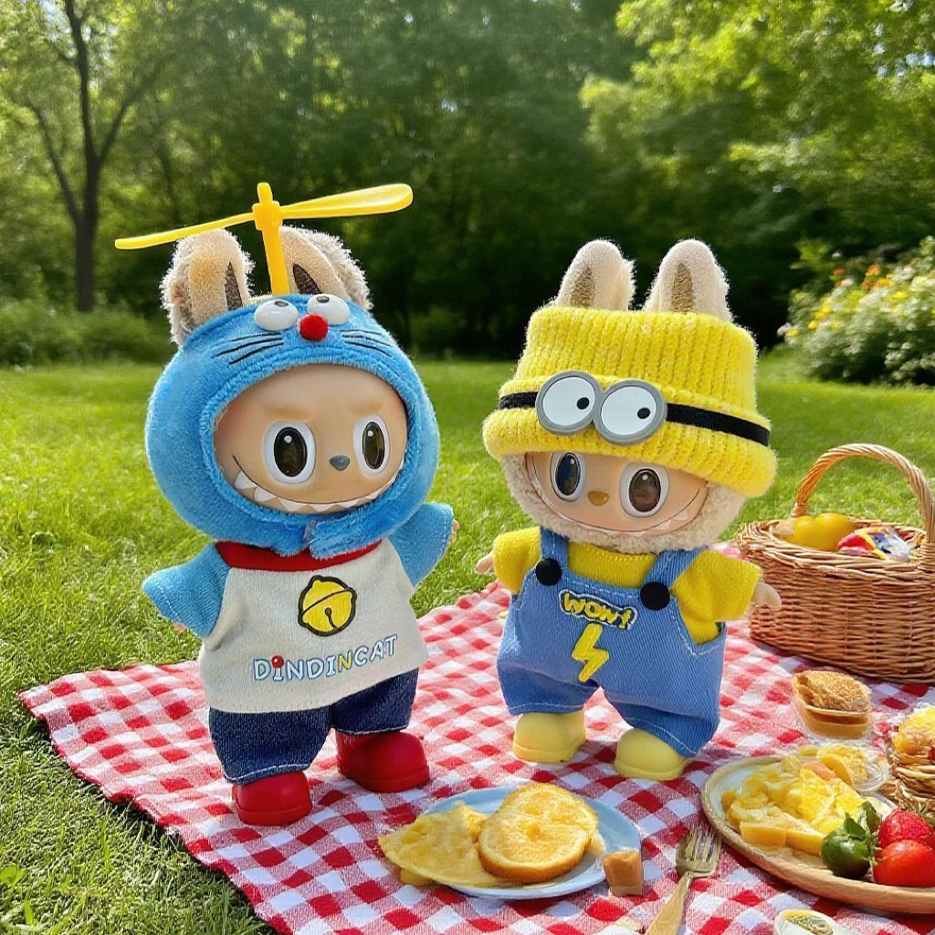 新品3点セット アヒル仮装labubuラブブぬいぐるみ服17cm着せ替え着ぐるみ 新品 3点セット labubuラブブぬいぐるみ服 約17cm 着せ替え