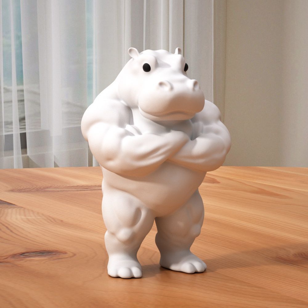 フィギュア 動物 マッスルカバ おもしろい 置物 10cm マッチョ 二足