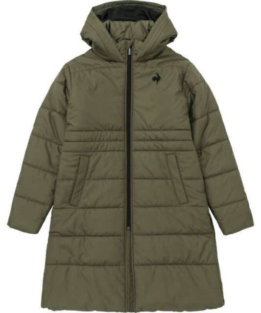 le coq sportif ルコック 中わたロングコート カーキ S QMWWJK04 KH | 衣類 服 ウエア アウター コート 防風 はっ水 ロングコート スナップボタン 保温 裏地付き 中綿 フード付き デイリーユース スポ