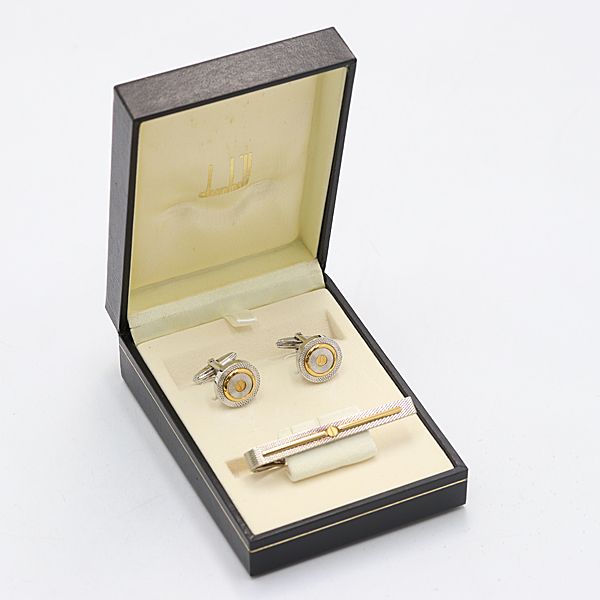 ✨高級✨ダンヒル ホワイトシェル ネクタイピン カフスわ セット 925 シルバー＆ホワイトシェルネクタイピン