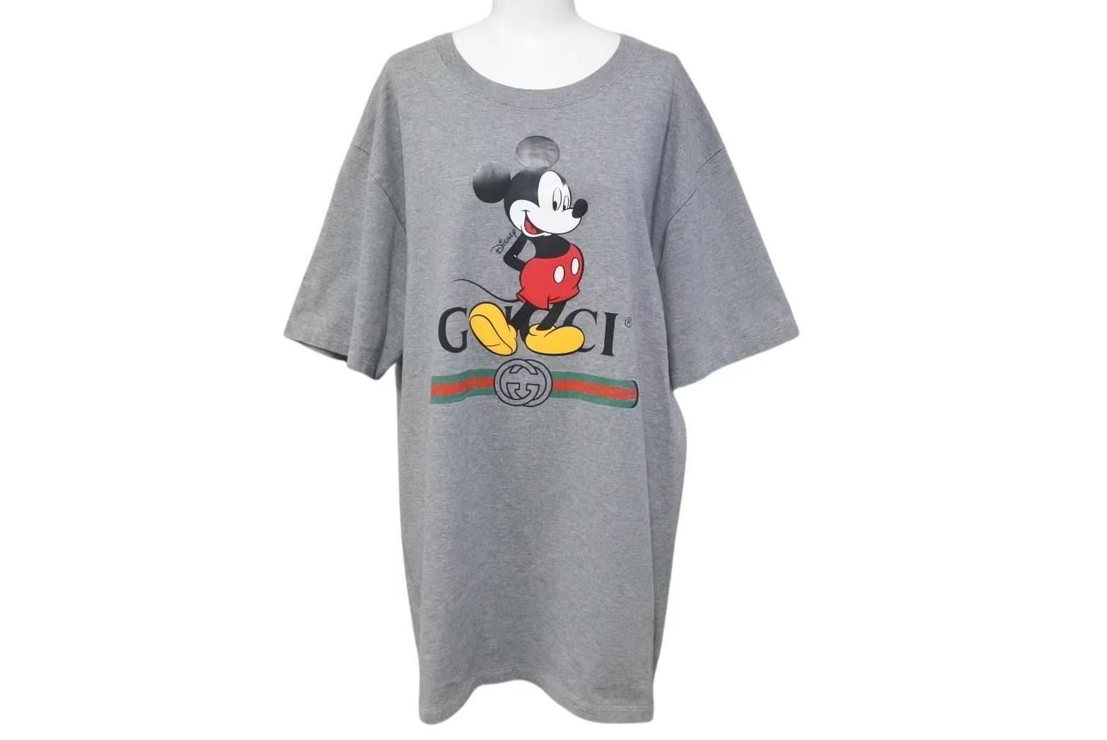極美品 GUCCI × Disney  グッチ ディズニー ミッキーマウス プリント ウェブライン 半袖Ｔシャツ グレー コットン 565806 XJB67 サイズM 中古 4c074686