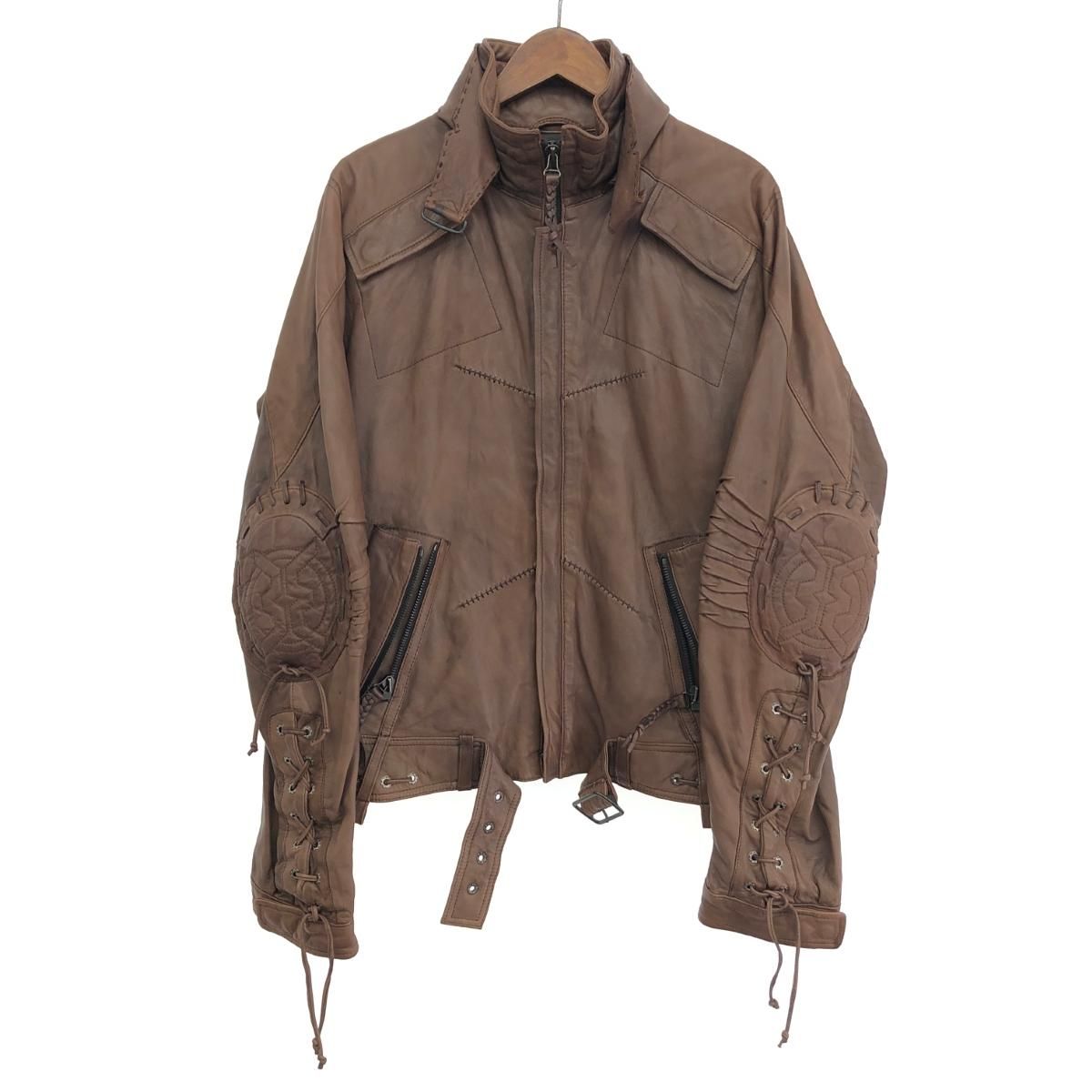 マリテフランソワジルボー　編み込みライダース風ジャケット　Ｌサイズ MARITHE FRANCOIS GIRBAUD マリテフランソワジルボー 編み込み