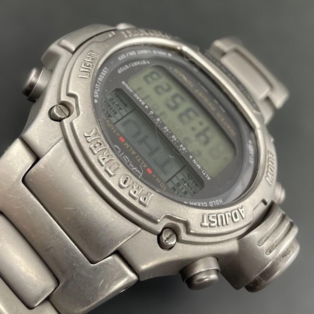 動作OK】CASIO PRT-3000 チタン プロトレック ツインセンサー（気圧