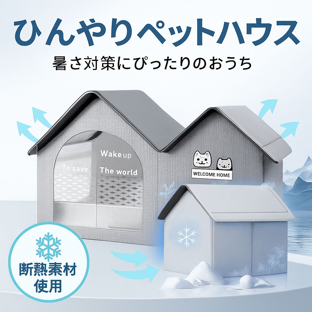 猫用 サマーハウス 断熱素材使用 ひんやりペットハウス 夏の暑さ対策に最適 犬猫の快適なおうち ca4