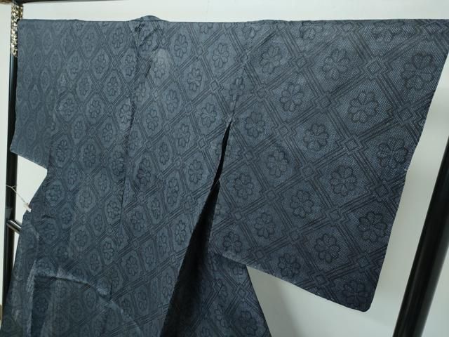 平和屋本店□極上 夏物 重要無形文化財 本場宮古上布 格子草花文 証紙